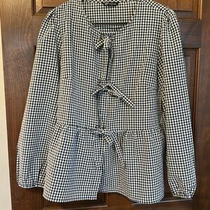 Gingham Peplum Jacket Sz. L